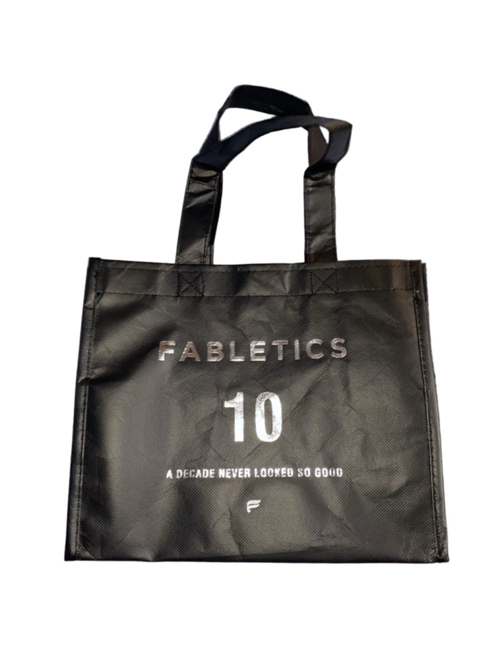 Women's Fabletics 10 year anniversary reuseable Shopping Bag Black 10”